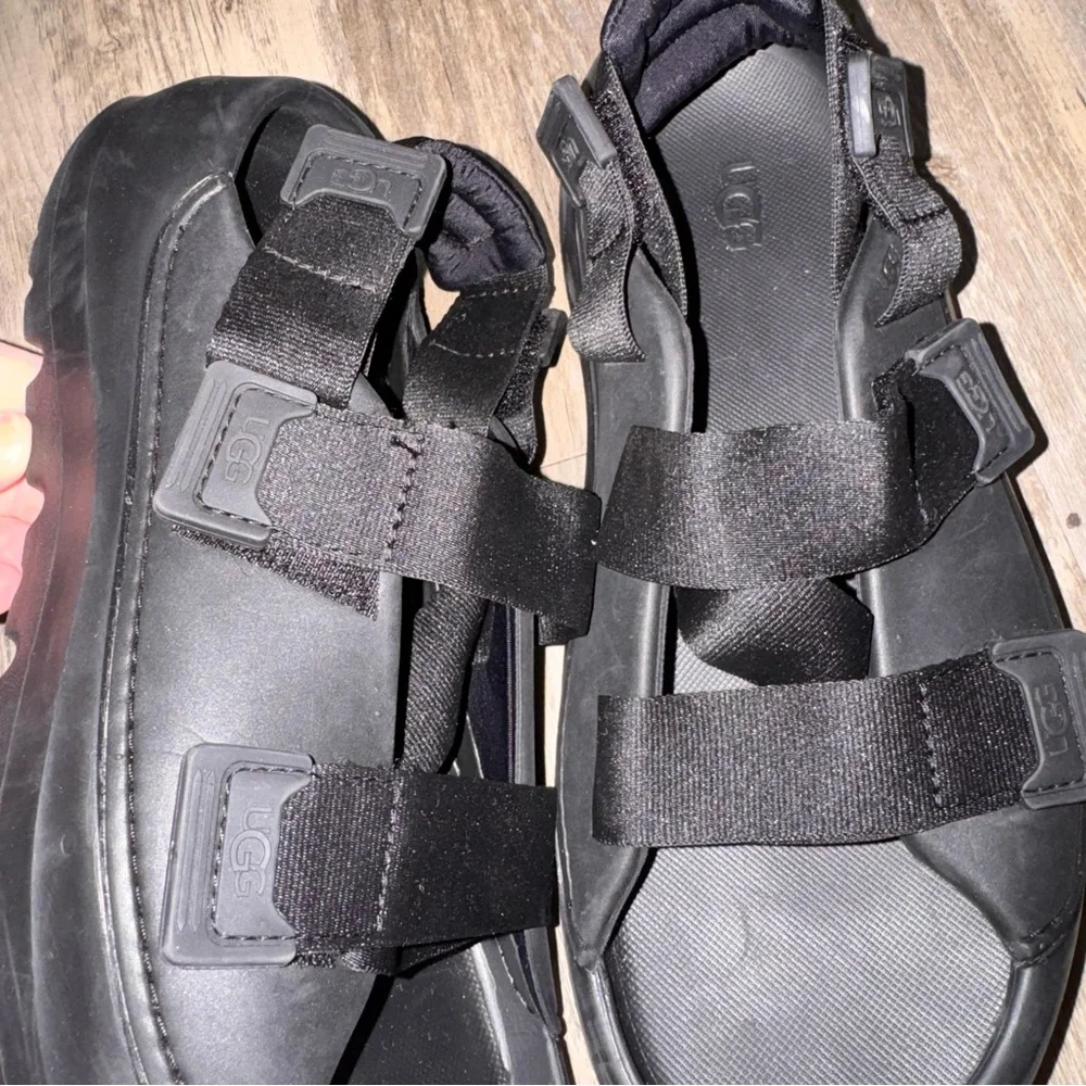 UGG Black Chunky Stratus Platform Sandals